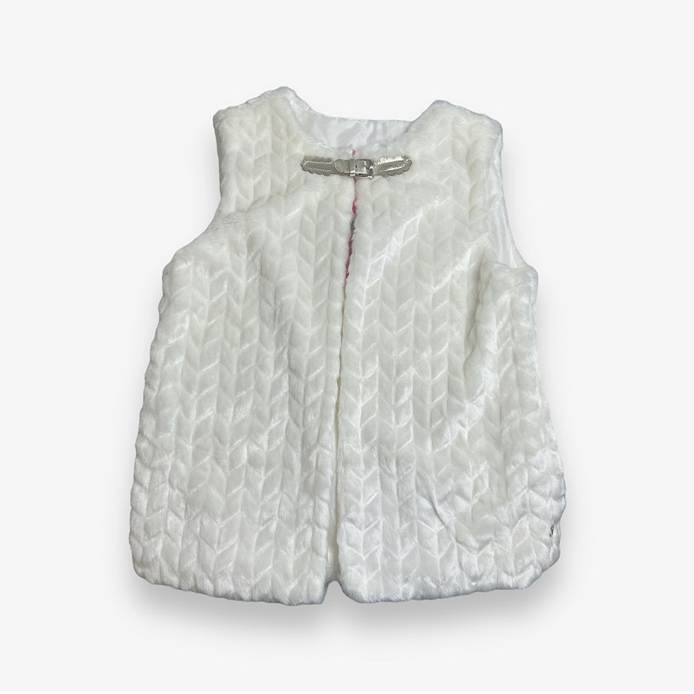 Lili Gaufrette || Paris Prairie Girl White Faux Fur Vest size 10 years
